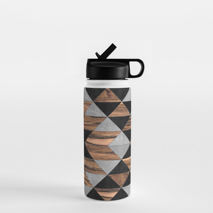 Urban Tribal Pattern No.10 - Aztec - Concrete and Wood Water Bottle Gallery Image 1
