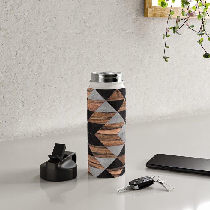 Urban Tribal Pattern No.10 - Aztec - Concrete and Wood Water Bottle Gallery Image 5