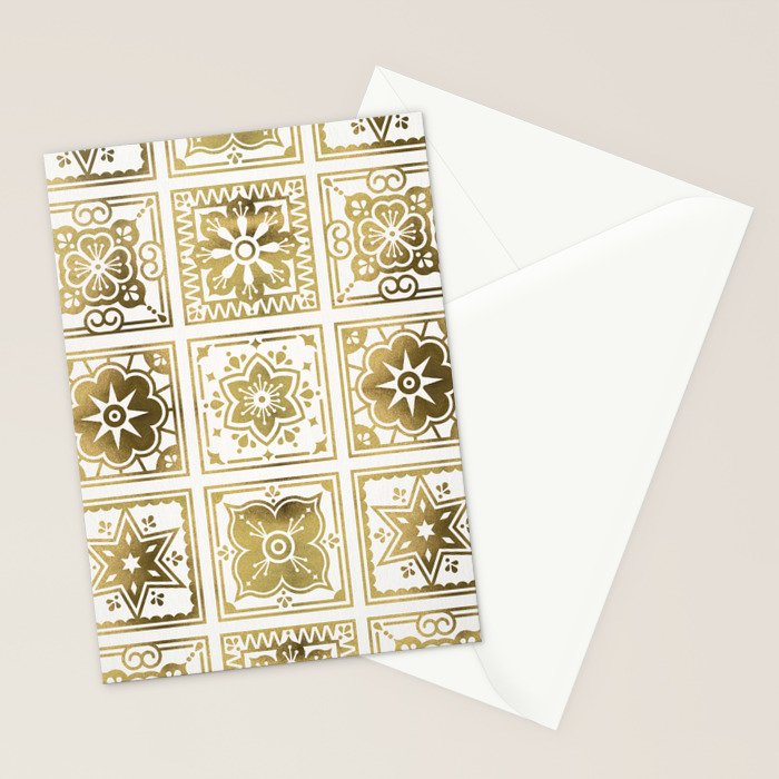Talavera Mexican Tile - Gold Palette Stationery Card Gallery Image 2