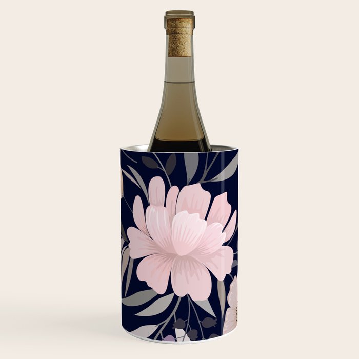 Festive, Modern, Floral Prints, Pink and Navy Wine Chiller Gallery Image 3