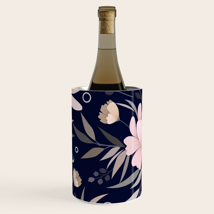 Festive, Modern, Floral Prints, Pink and Navy Wine Chiller Gallery Image 1