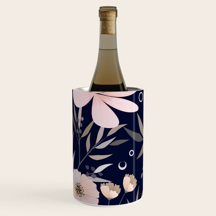 Festive, Modern, Floral Prints, Pink and Navy Wine Chiller Gallery Image 2
