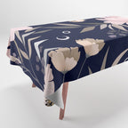 Festive, Modern, Floral Prints, Pink and Navy Tablecloth Gallery Image 1