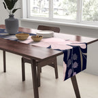 Festive, Modern, Floral Prints, Pink and Navy Table Runner Gallery Image 2