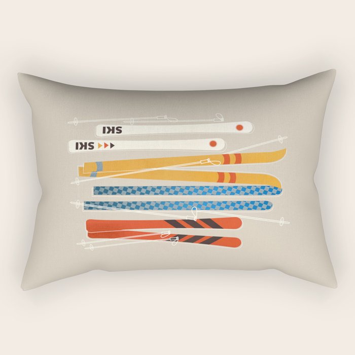 Ski Illustration Rectangular Pillow Gallery Image 1