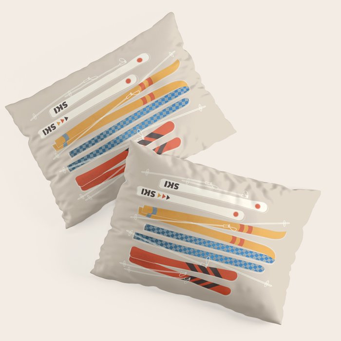 Ski Illustration Pillow Sham Gallery Image 3