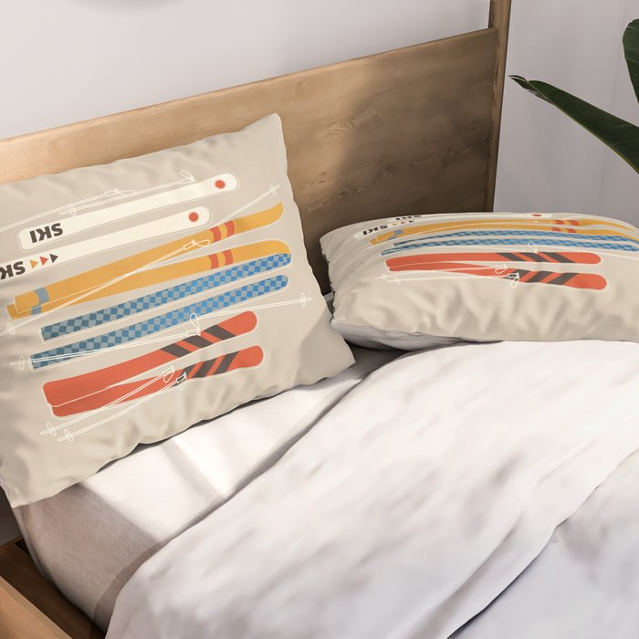 Ski Illustration Pillow Sham Gallery Image 2