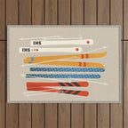 Ski Illustration Outdoor Rug Gallery Image 1