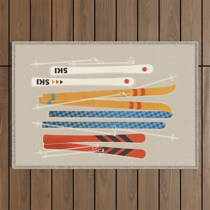 Ski Illustration Outdoor Rug Gallery Image 1
