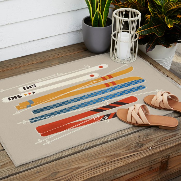 Ski Illustration Outdoor Rug Gallery Image 2