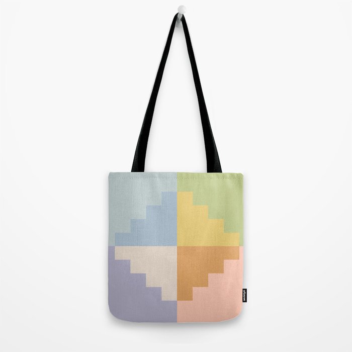 Geometric Color Block V Tote Bag Gallery Image 2
