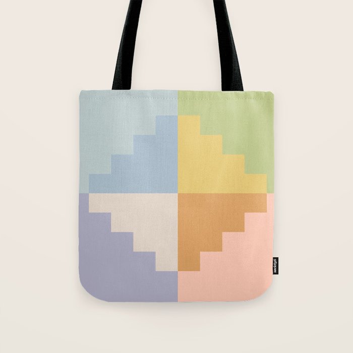 Geometric Color Block V Tote Bag Gallery Image 1