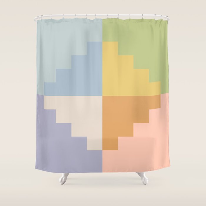 Geometric Color Block V Shower Curtain Gallery Image 1