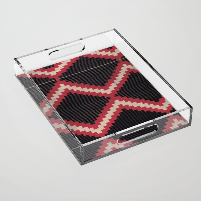 Red and White Moqui Stripe Southwest Navajo Rug Acrylic Tray Gallery Image 1