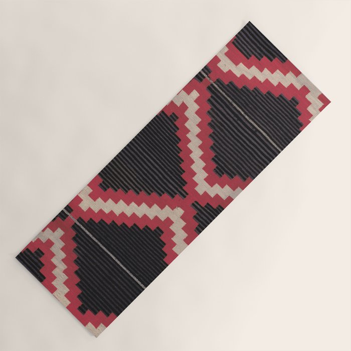 Red and White Moqui Stripe Southwest Navajo Rug Yoga Mat Gallery Image 1