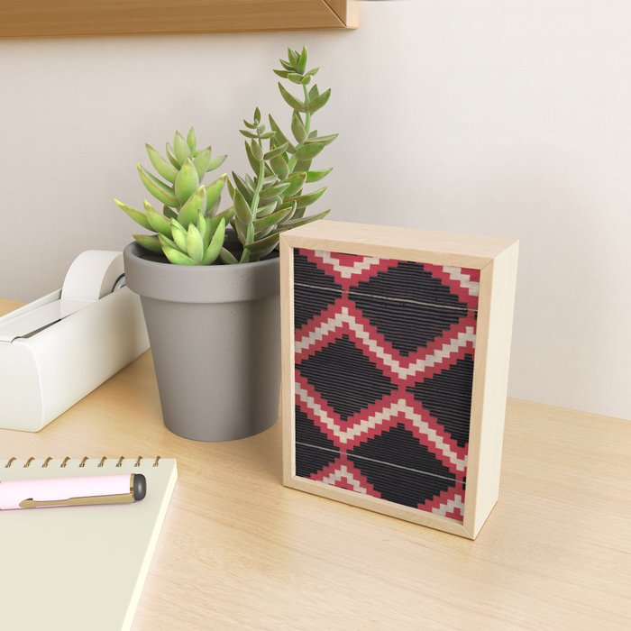 Red and White Moqui Stripe Southwest Navajo Rug Mini Art Print Gallery Image 2