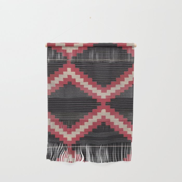Red and White Moqui Stripe Southwest Navajo Rug Wall Hanging Gallery Image 1