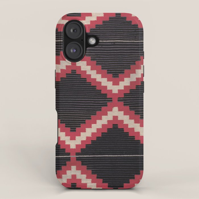 Red and White Moqui Stripe Southwest Navajo Rug iPhone Case Gallery Image 1