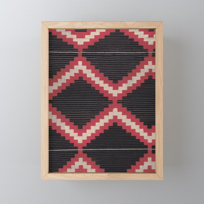 Red and White Moqui Stripe Southwest Navajo Rug Mini Art Print Gallery Image 1