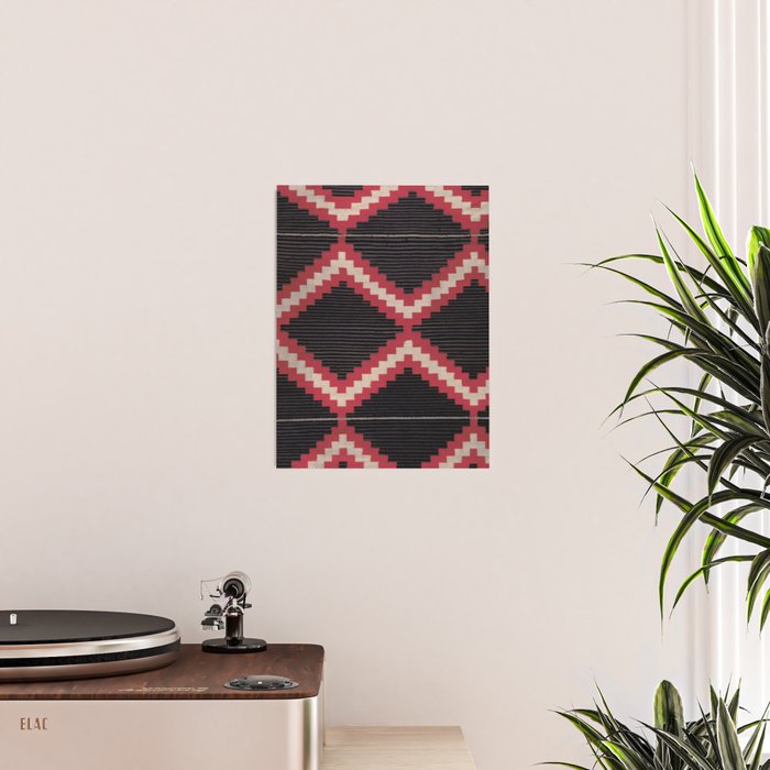 Red and White Moqui Stripe Southwest Navajo Rug Poster Gallery Image 2