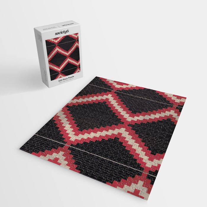 Red and White Moqui Stripe Southwest Navajo Rug Jigsaw Puzzle Gallery Image 2