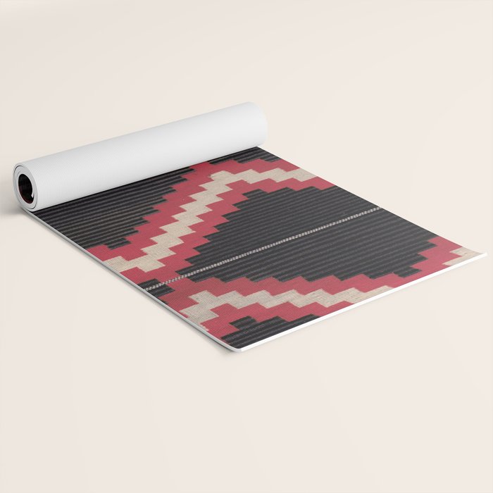 Red and White Moqui Stripe Southwest Navajo Rug Yoga Mat Gallery Image 2