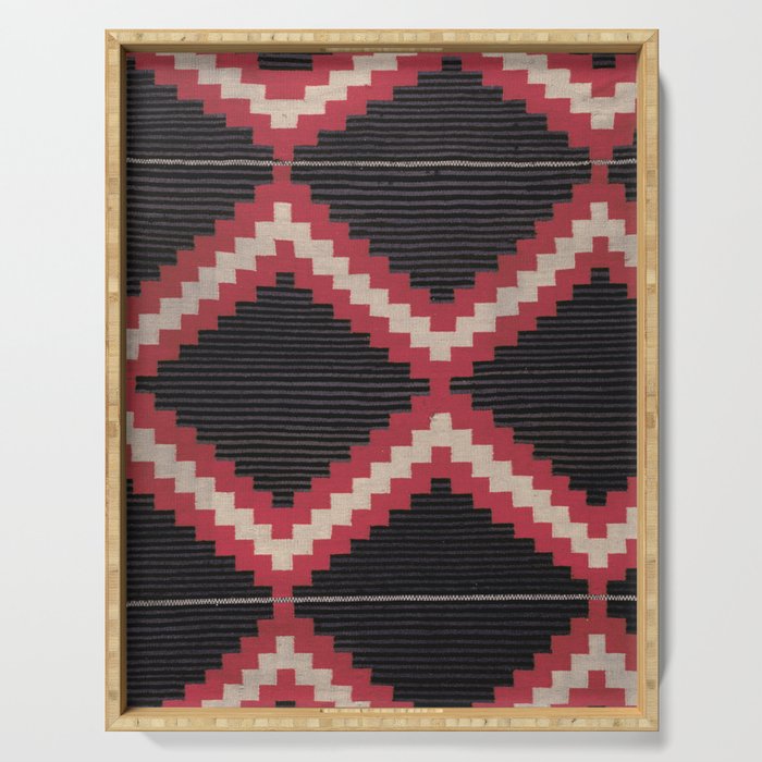 Red and White Moqui Stripe Southwest Navajo Rug Serving Tray Gallery Image 1