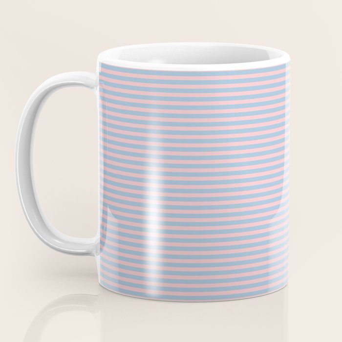 Ultra Fine Stripes Light Blue and Baby Pink Pattern Coffee Mug Gallery Image 3