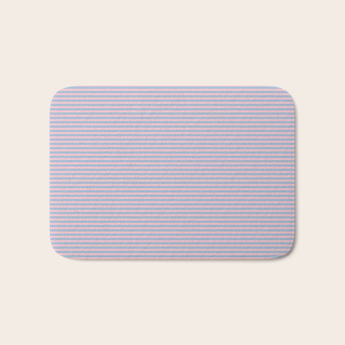 Ultra Fine Stripes Light Blue and Baby Pink Pattern Bath Mat Gallery Image 1