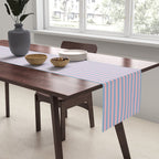 Ultra Fine Stripes Light Blue and Baby Pink Pattern Table Runner Gallery Image 2