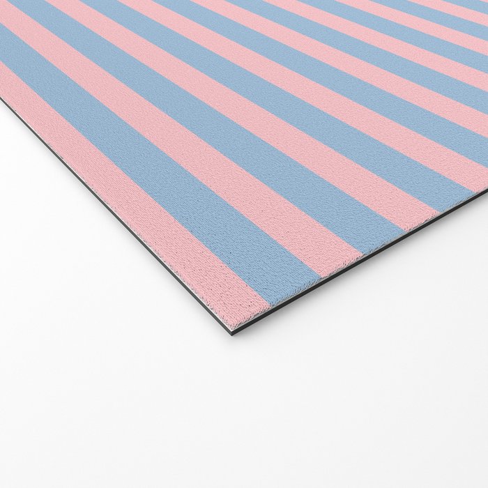 Ultra Fine Stripes Light Blue and Baby Pink Pattern Welcome Mat Gallery Image 2