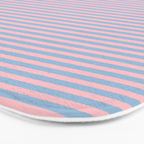 Ultra Fine Stripes Light Blue and Baby Pink Pattern Bath Mat Gallery Image 3