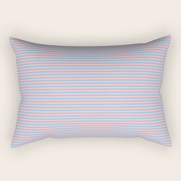 Ultra Fine Stripes Light Blue and Baby Pink Pattern Rectangular Pillow Gallery Image 1