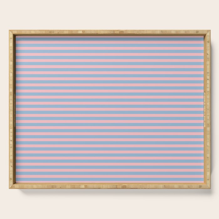 Ultra Fine Stripes Light Blue and Baby Pink Pattern Serving Tray Gallery Image 1