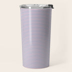 Ultra Fine Stripes Light Blue and Baby Pink Pattern Travel Mug Gallery Image 2