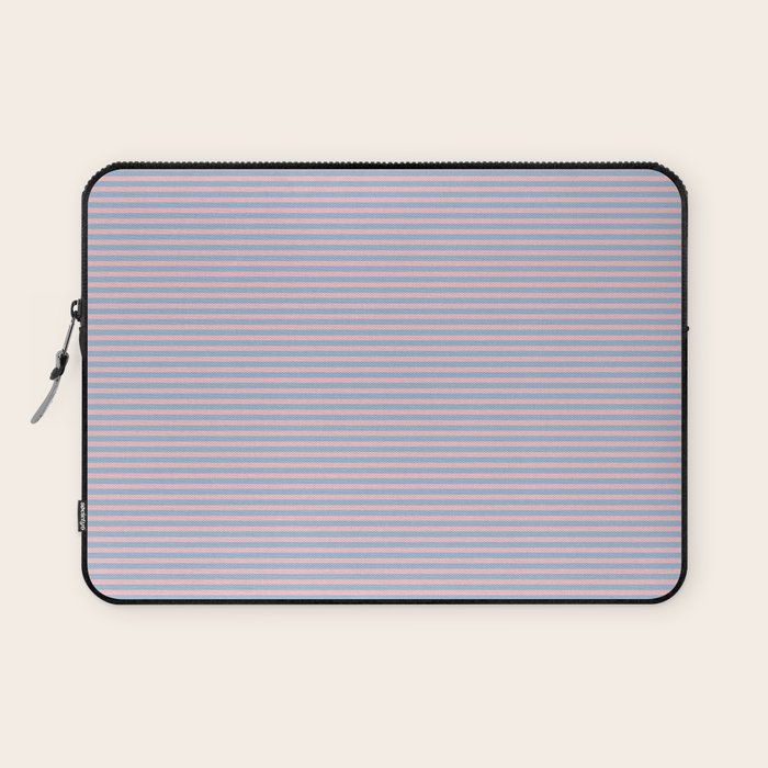 Ultra Fine Stripes Light Blue and Baby Pink Pattern Laptop Sleeve Gallery Image 1