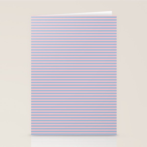 Ultra Fine Stripes Light Blue and Baby Pink Pattern Stationery Card Gallery Image 1