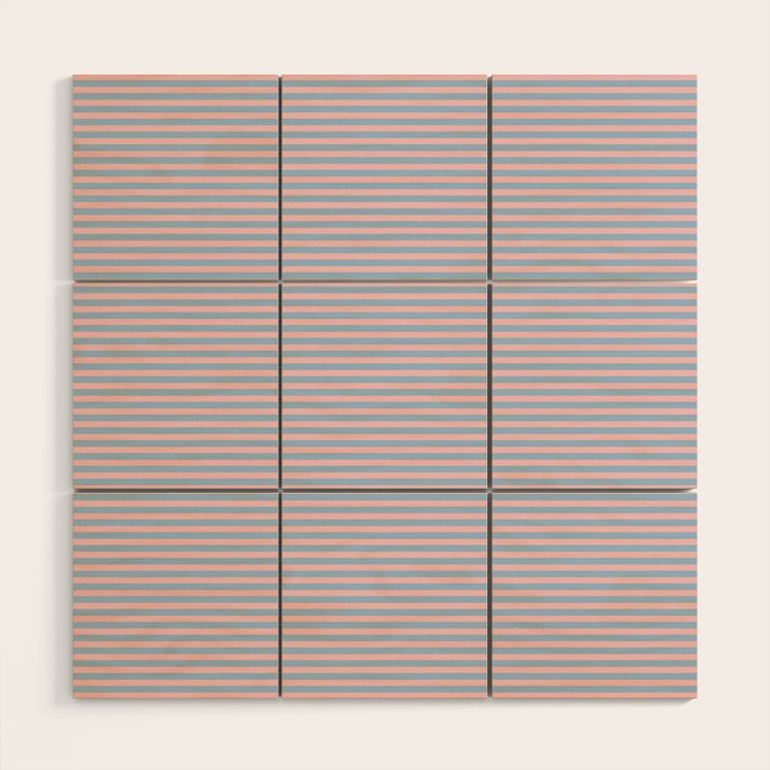Ultra Fine Stripes Light Blue and Baby Pink Pattern Wood Wall Art Gallery Image 1