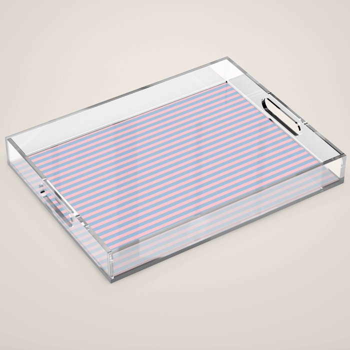 Ultra Fine Stripes Light Blue and Baby Pink Pattern Acrylic Tray Gallery Image 1