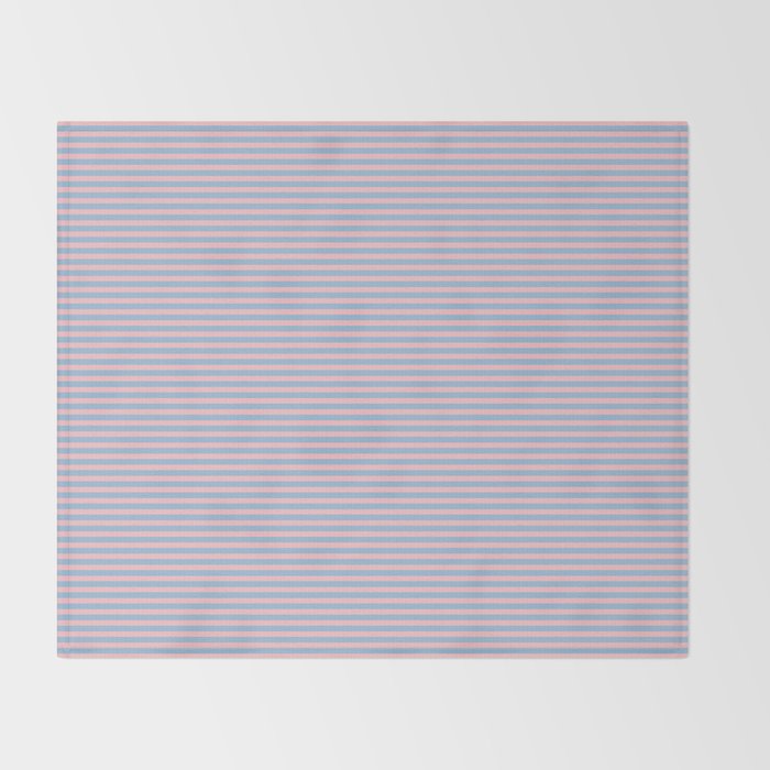 Ultra Fine Stripes Light Blue and Baby Pink Pattern Throw Blanket Gallery Image 2