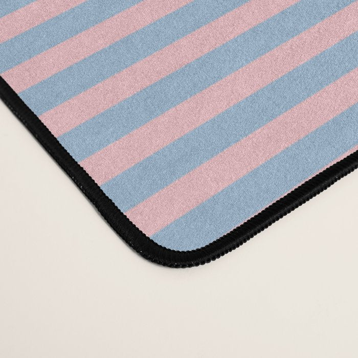 Ultra Fine Stripes Light Blue and Baby Pink Pattern Desk Mat Gallery Image 4