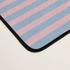 Ultra Fine Stripes Light Blue and Baby Pink Pattern Desk Mat Gallery Image 4