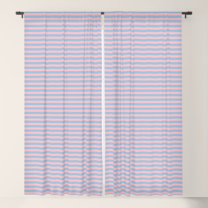 Ultra Fine Stripes Light Blue and Baby Pink Pattern Window Curtain Gallery Image 1