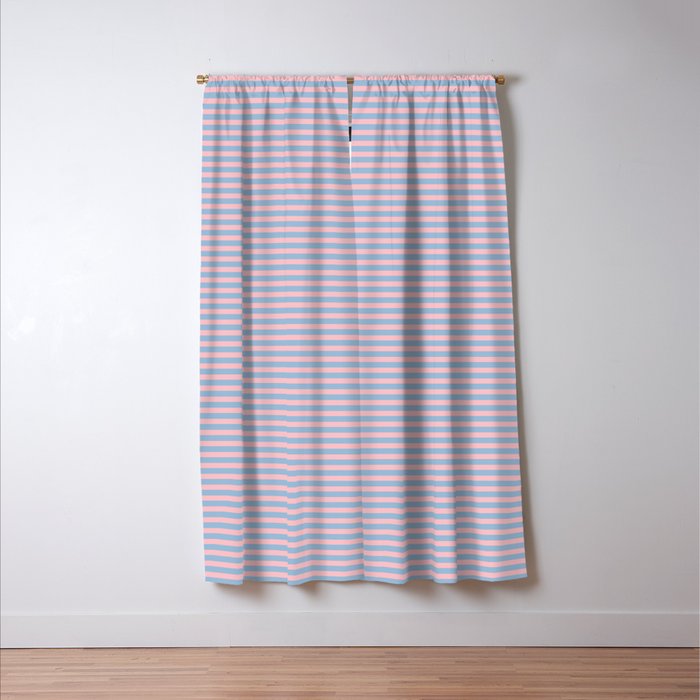 Ultra Fine Stripes Light Blue and Baby Pink Pattern Window Curtain Gallery Image 3