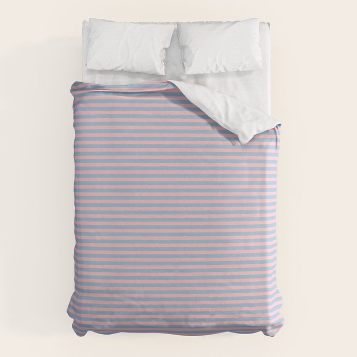Ultra Fine Stripes Light Blue and Baby Pink Pattern Duvet Cover Gallery Image 6