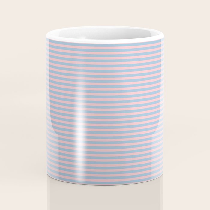 Ultra Fine Stripes Light Blue and Baby Pink Pattern Coffee Mug Gallery Image 4