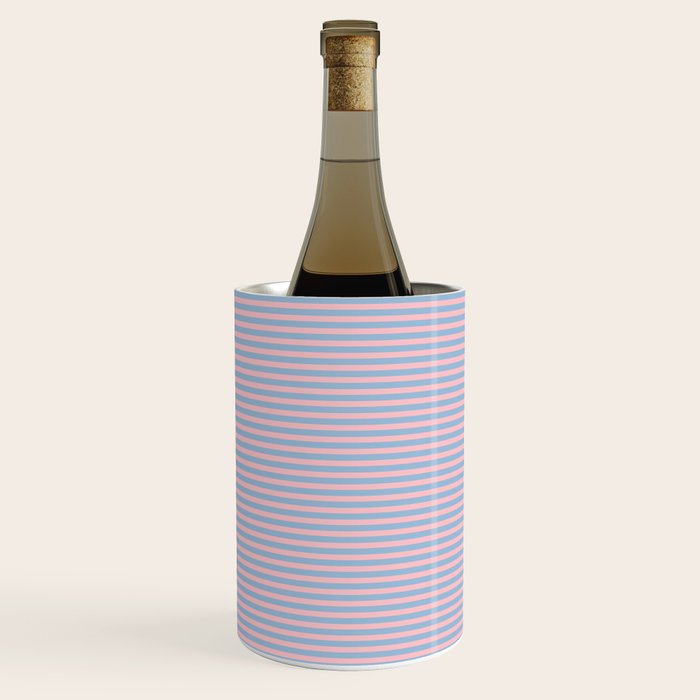 Ultra Fine Stripes Light Blue and Baby Pink Pattern Wine Chiller Gallery Image 1