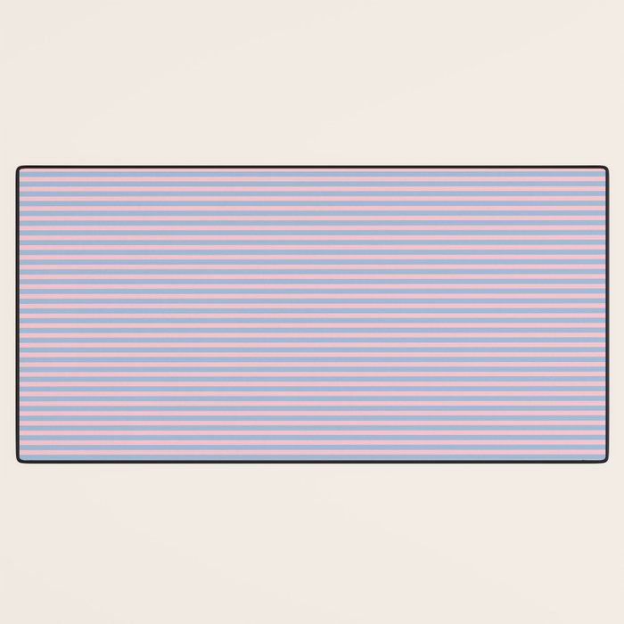 Ultra Fine Stripes Light Blue and Baby Pink Pattern Desk Mat Gallery Image 3