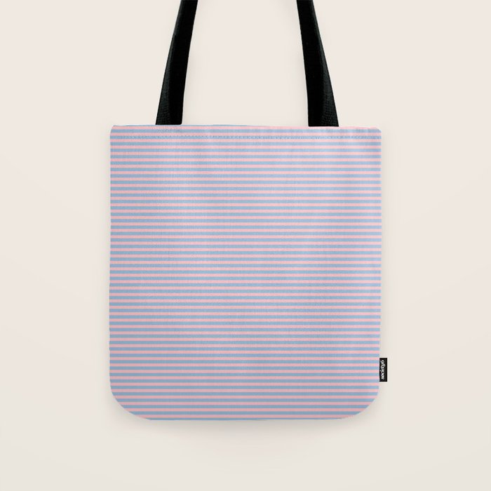 Ultra Fine Stripes Light Blue and Baby Pink Pattern Tote Bag Gallery Image 1