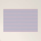 Ultra Fine Stripes Light Blue and Baby Pink Pattern Welcome Mat Gallery Image 1